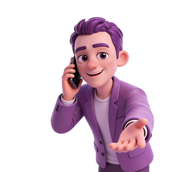3D character talking on the phone